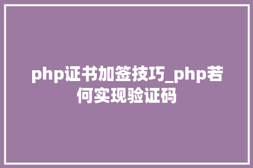 php证书加签技巧_php若何实现验证码