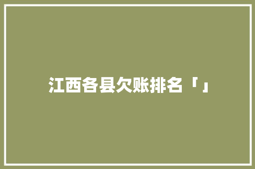 江西各县欠账排名「」