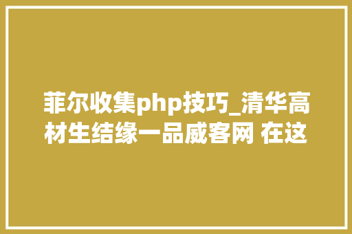 菲尔收集php技巧_清华高材生结缘一品威客网 在这里做自己喜好的事儿