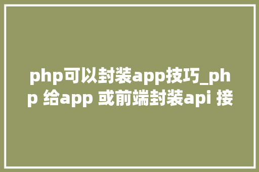 php可以封装app技巧_php 给app 或前端封装api 接口json格式