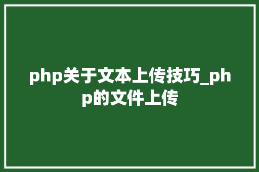 php关于文本上传技巧_php的文件上传