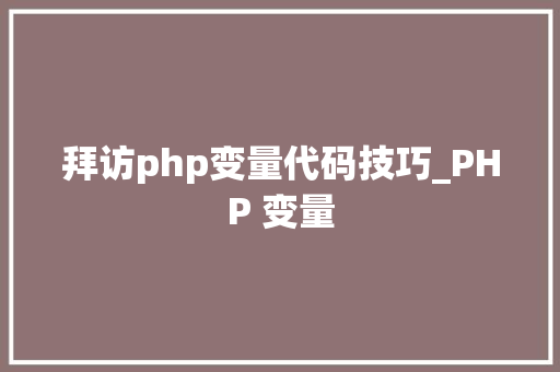 拜访php变量代码技巧_PHP 变量