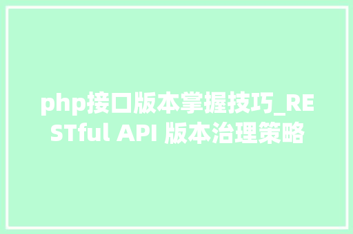 php接口版本掌握技巧_RESTful API 版本治理策略