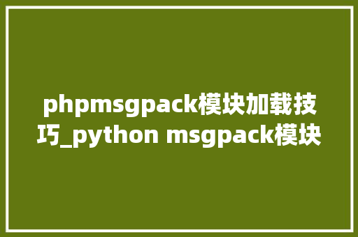 phpmsgpack模块加载技巧_python msgpack模块在大年夜数据中应用举例
