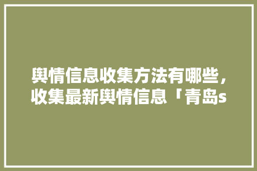 舆情信息收集方法有哪些，收集最新舆情信息「青岛seo关键字优化」