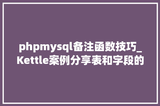 phpmysql备注函数技巧_Kettle案例分享表和字段的备注信息同步从MySQL到Pgsql