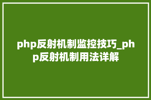php反射机制监控技巧_php反射机制用法详解