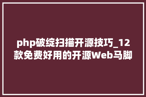 php破绽扫描开源技巧_12款免费好用的开源Web马脚扫描对象