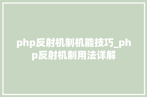 php反射机制机能技巧_php反射机制用法详解