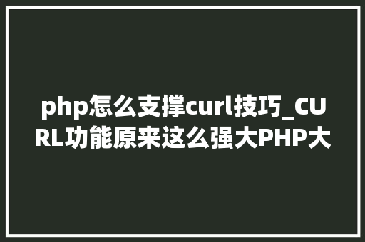 php怎么支撑curl技巧_CURL功能原来这么强大PHP大年夜神都在用