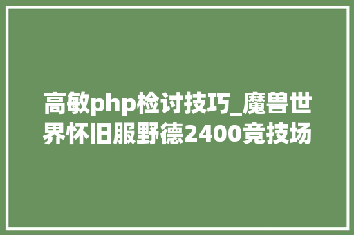 高敏php检讨技巧_魔兽世界怀旧服野德2400竞技场经验分享