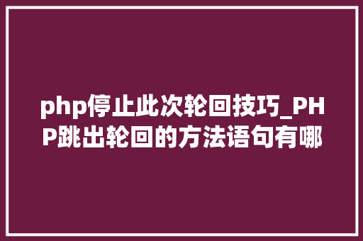php停止此次轮回技巧_PHP跳出轮回的方法语句有哪些图文视频教程