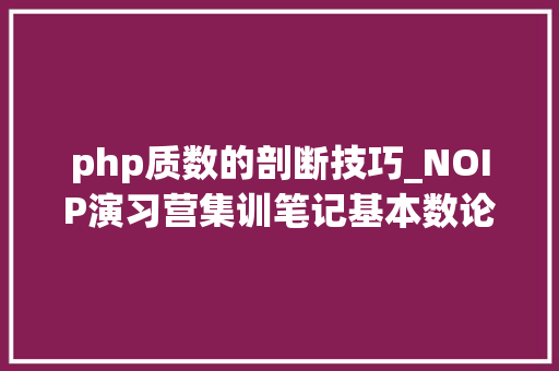 php质数的剖断技巧_NOIP演习营集训笔记基本数论一
