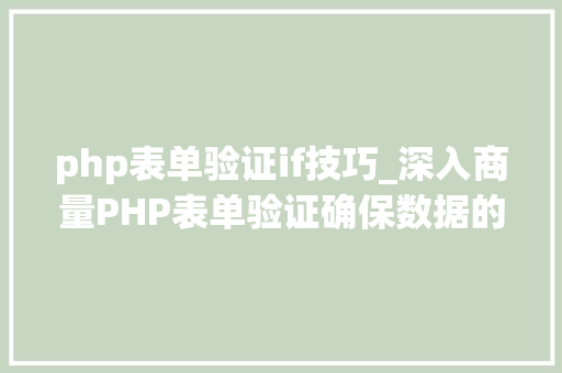 php表单验证if技巧_深入商量PHP表单验证确保数据的准确性与安然性