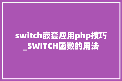 switch嵌套应用php技巧_SWITCH函数的用法