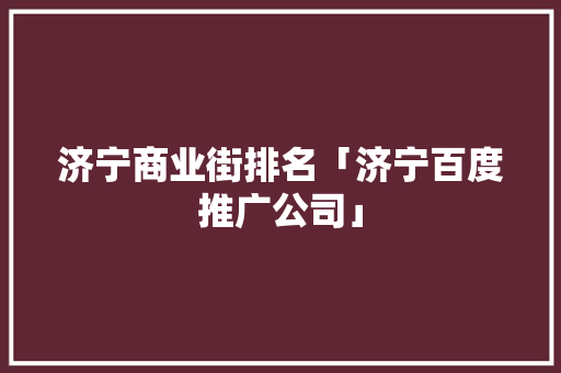 济宁商业街排名「济宁百度推广公司」