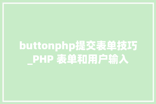 buttonphp提交表单技巧_PHP 表单和用户输入