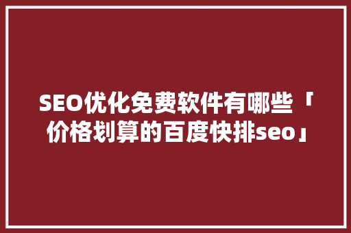 SEO优化免费软件有哪些「价格划算的百度快排seo」