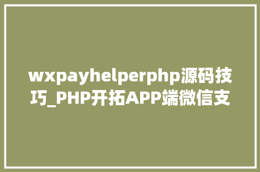 wxpayhelperphp源码技巧_PHP开拓APP端微信支付