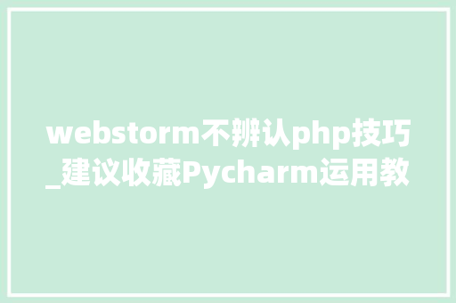 webstorm不辨认php技巧_建议收藏Pycharm运用教程异常具体异常实用