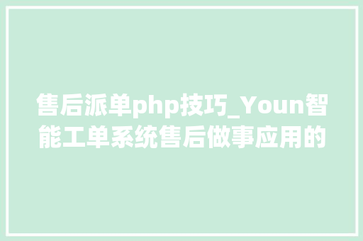 售后派单php技巧_Youn智能工单系统售后做事应用的优势