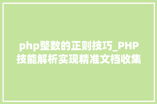 php整数的正则技巧_PHP技能解析实现精准文档收集的策略与实践