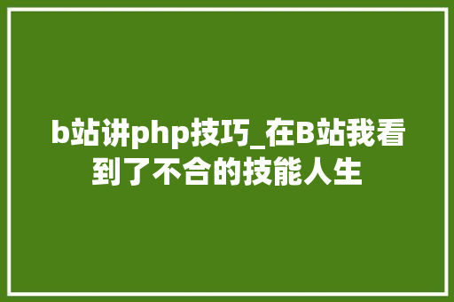 b站讲php技巧_在B站我看到了不合的技能人生