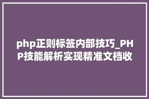 php正则标签内部技巧_PHP技能解析实现精准文档收集的策略与实践