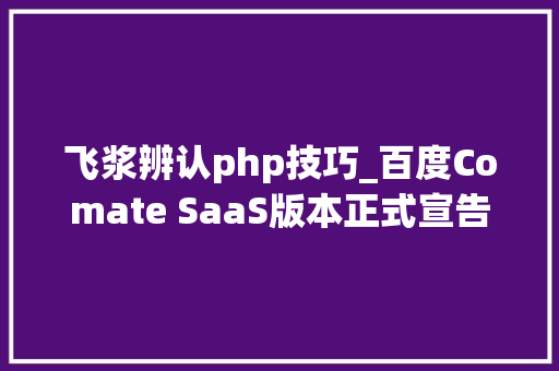 飞浆辨认php技巧_百度Comate SaaS版本正式宣告助力开拓者加速研发过程
