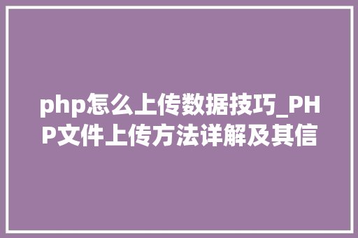 php怎么上传数据技巧_PHP文件上传方法详解及其信息解析附视频