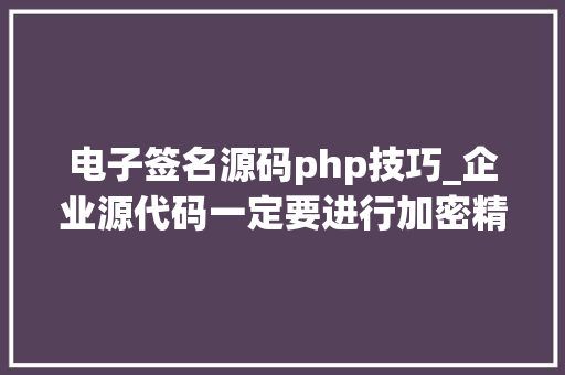 电子签名源码php技巧_企业源代码一定要进行加密精选10款源代码加密软件推荐