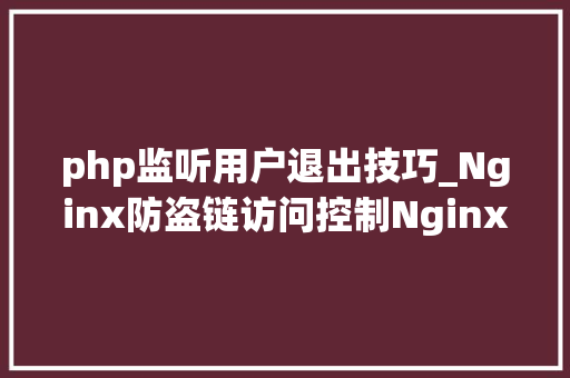 php监听用户退出技巧_Nginx防盗链访问控制Nginx解析PHP的相关设备Nginx代理