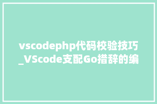 vscodephp代码校验技巧_VScode支配Go措辞的编程实践