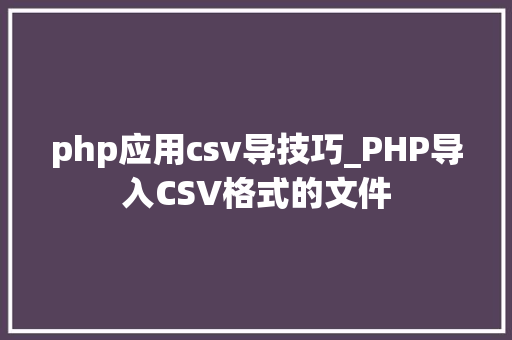 php应用csv导技巧_PHP导入CSV格式的文件