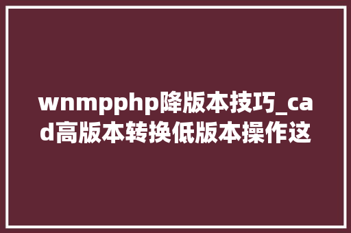 wnmpphp降版本技巧_cad高版本转换低版本操作这么简单一篇文章教会你