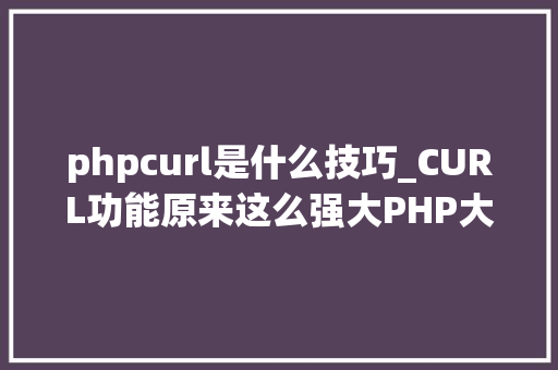 phpcurl是什么技巧_CURL功能原来这么强大PHP大年夜神都在用
