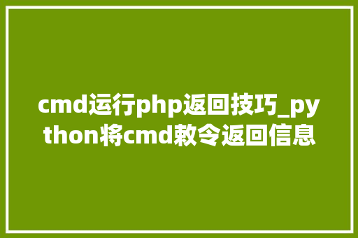 cmd运行php返回技巧_python将cmd敕令返回信息输出到界面文本框中若何实现