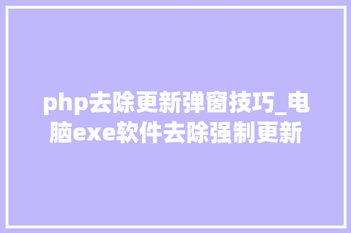 php去除更新弹窗技巧_电脑exe软件去除强制更新