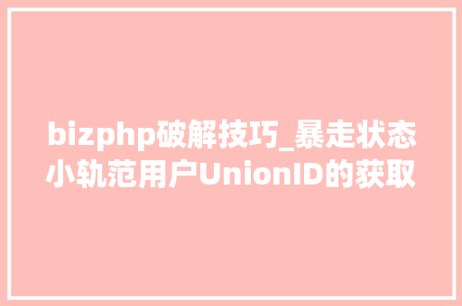 bizphp破解技巧_暴走状态小轨范用户UnionID的获取及登录状态掩护给你代码