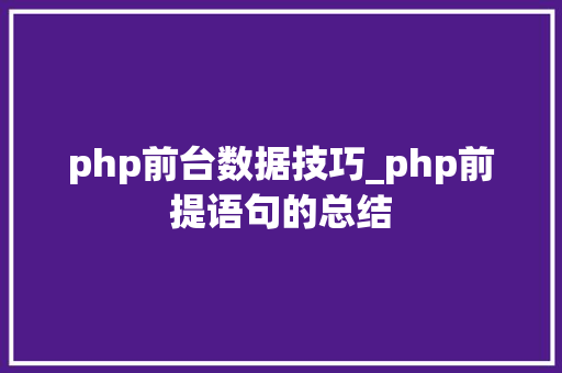 php前台数据技巧_php前提语句的总结