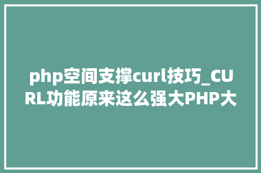 php空间支撑curl技巧_CURL功能原来这么强大PHP大年夜神都在用