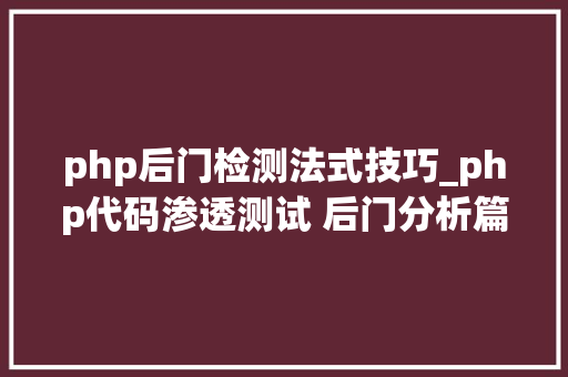 php后门检测法式技巧_php代码渗透测试 后门分析篇