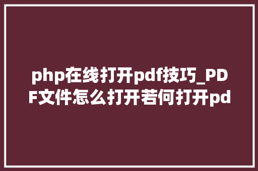 php在线打开pdf技巧_PDF文件怎么打开若何打开pdf文件