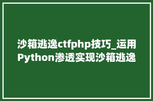 沙箱逃逸ctfphp技巧_运用Python渗透实现沙箱逃逸看黑客是若何绕过网站的防护的