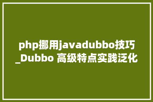 php挪用javadubbo技巧_Dubbo 高级特点实践泛化调用