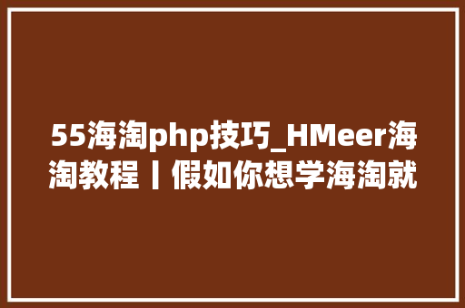 55海淘php技巧_HMeer海淘教程丨假如你想学海淘就快点看过来