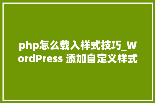 php怎么载入样式技巧_WordPress 添加自定义样式