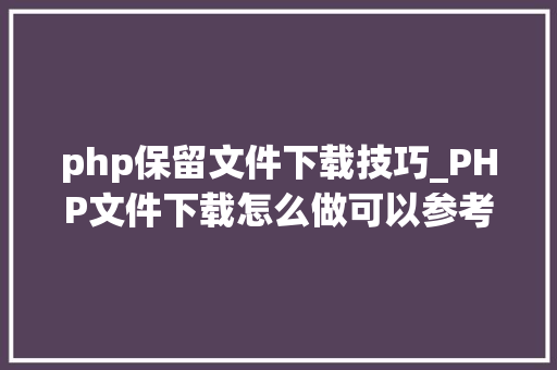 php保留文件下载技巧_PHP文件下载怎么做可以参考一下它