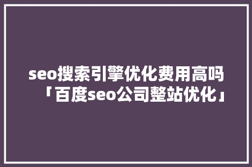 seo搜索引擎优化费用高吗「百度seo公司整站优化」