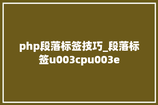 php段落标签技巧_段落标签u003cpu003e